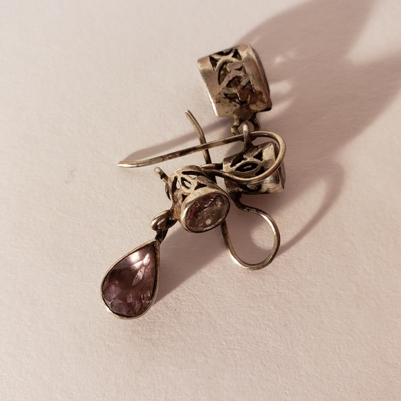 Vintage 1970s Filigree Gemstone Earrings - Picture 4 of 5